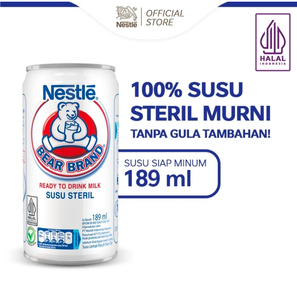 

BEAR BRAND Susu Kaleng Susu Beruang Susu Steril 189ml