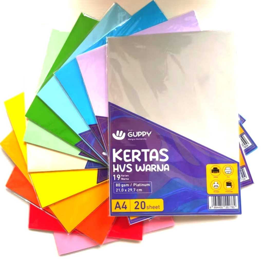 

V2_Kertas HVS Warna GUPPY ISI 20 LBR/Kertas HVS Guppy A4 Warna isi 20 Lembar