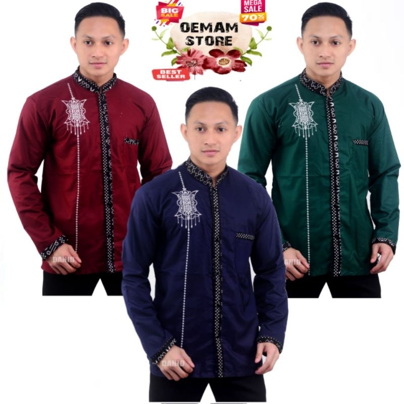 Baju Koko Pria Dewasa Lengan Panjang Terbaru Polos Motif Aceh Lama jaring Bisa COD
