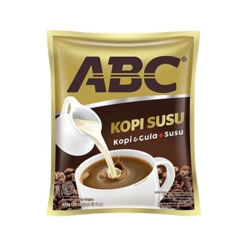 

ABC KOPI INSTANT KOPI&GULA+SUSUPCK ISI10 Sachet @31g