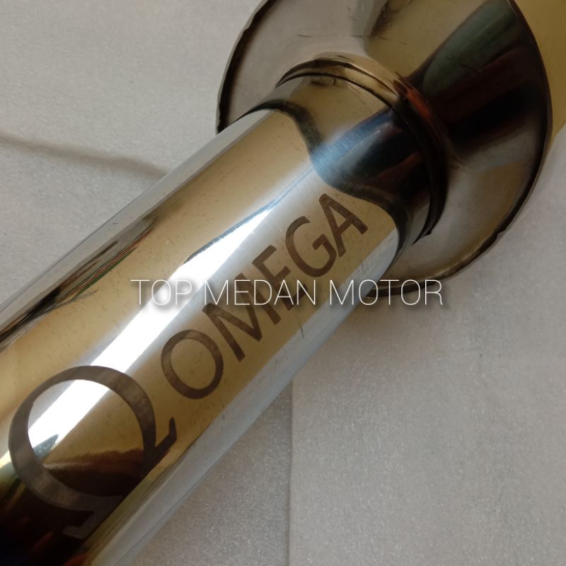 KNALPOT RACING MOBIL BENSIN FULLSTAINLESS OMEGA OVAL UJUNG BLUE