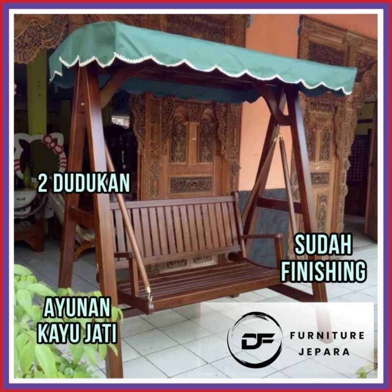 Bangku Ayunan Kayu Jati Kursi Ayunan Teras Berkualitas Ayunan Gantung