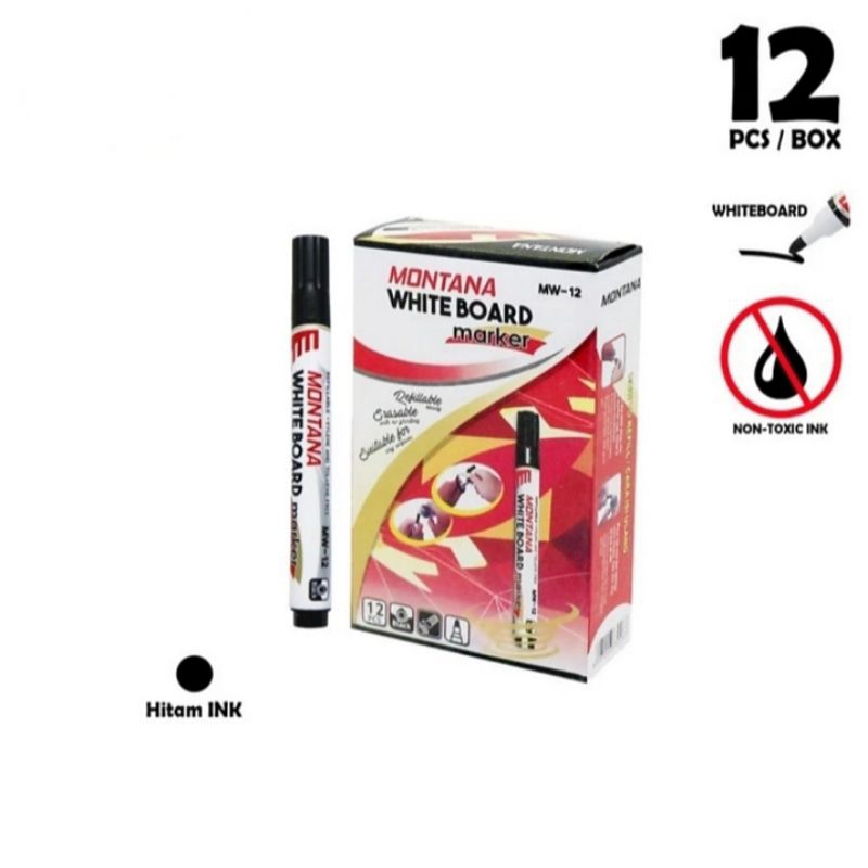 

12 Pcs / 1 Lusin Spidol Montana Whiteboard MW-12