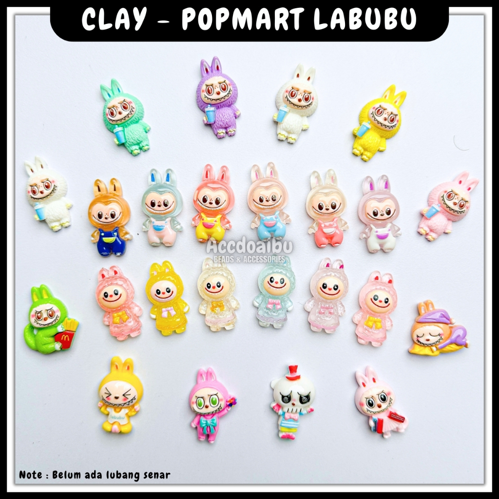 10pcs Resin Clay Karakter Labubu GID Mix Series Bahan Kerajinan DIY Strap Phone Kalung dan Gelang