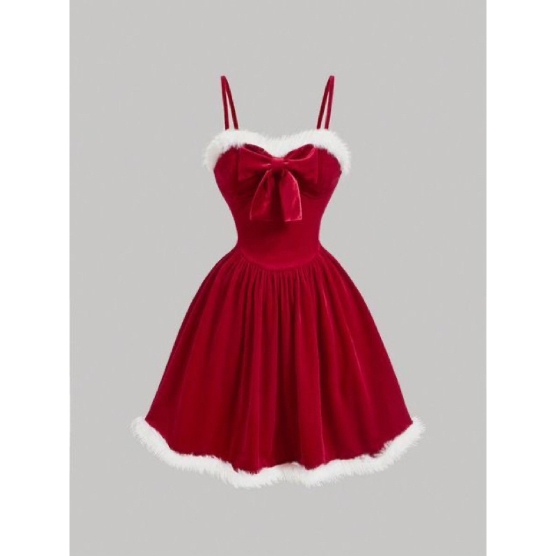 PRE ORDER Gaun Merah Natal Putih