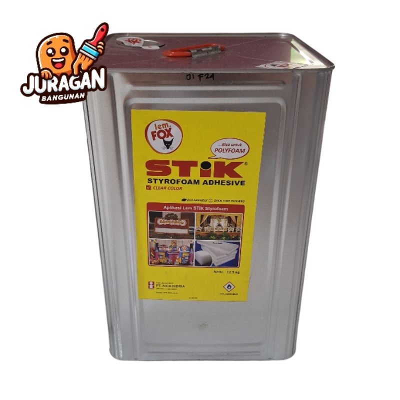 

Lem Styrofoam FOX Stik 1 Blek Kaleng | Lem Gabus 12.5kg | Lem Polyfoam | PE Foam