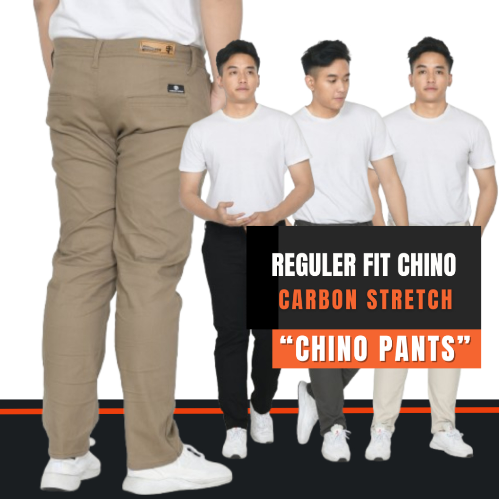 Celana Chinos Panjang Pria Reguler Fit Bahan Carbon Melar Stretch Big Size Jumbo Premium Size 28-44