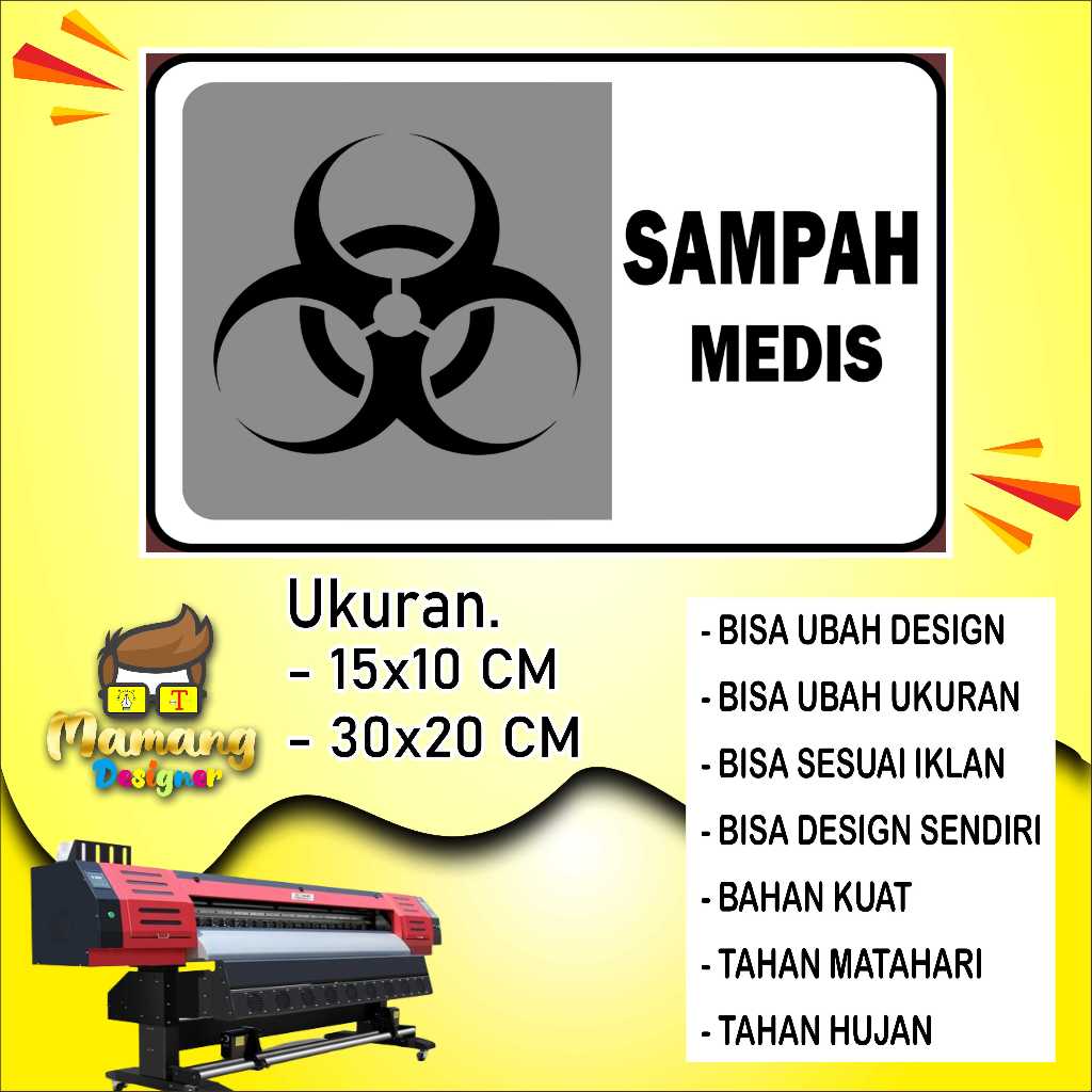 

Stiker Tempelan Tempat Buang Sampah Medis Bahan Bagus Putih