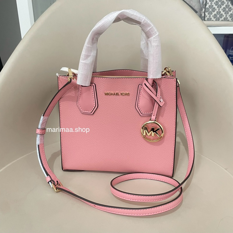 Tas michael kors mk mercer medium messenger primrose leather pink peach original bag