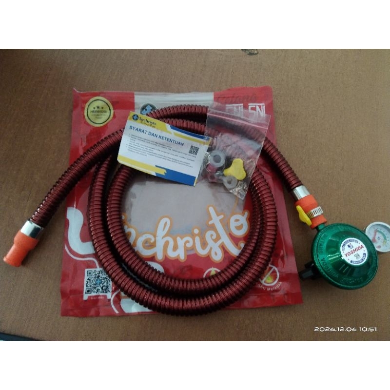 Paket Hemat Selang Gas Inchristo+Regulator Yoshida