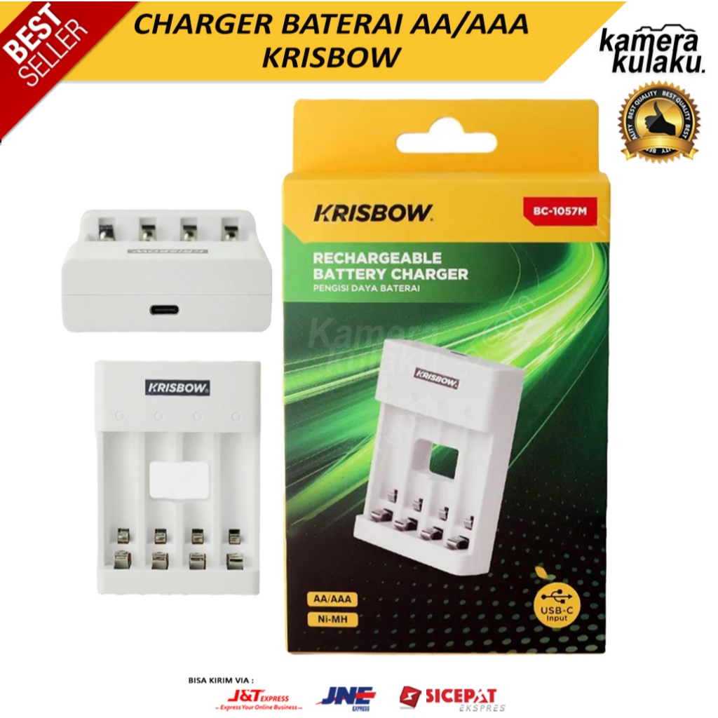 Krisbow Charger Baterai Ni-Mh/Ni-Cd 4x aa/Aaa A2 A3 Charger Krisbow ORIGINAL