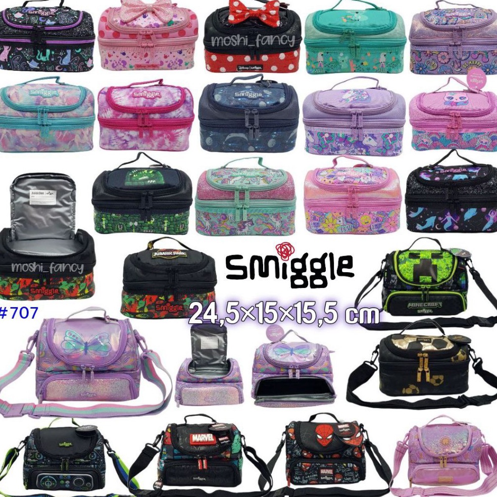 KODE V9F Tas Smiggle Lunch Bag Ariel  Tas Makan Smiggle Selempang Dino  Tas Bekal Anak Smiggle Dinos