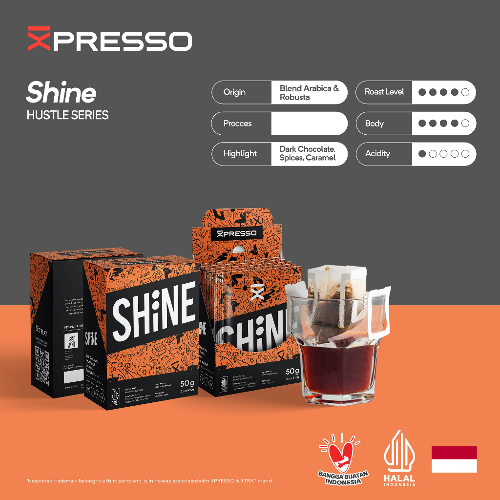 

Drip Bag Coffee Shine - Xpresso Kopi Drip Bag 5pcs