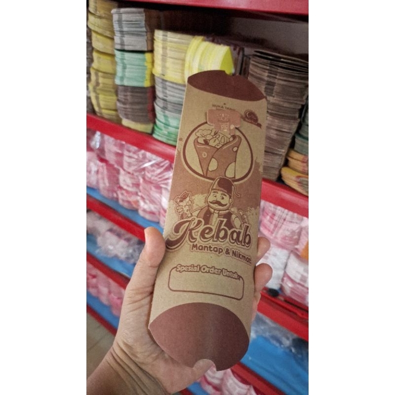 

READY Bungkus kebab Coklat uk.24x9Cm isi 100
