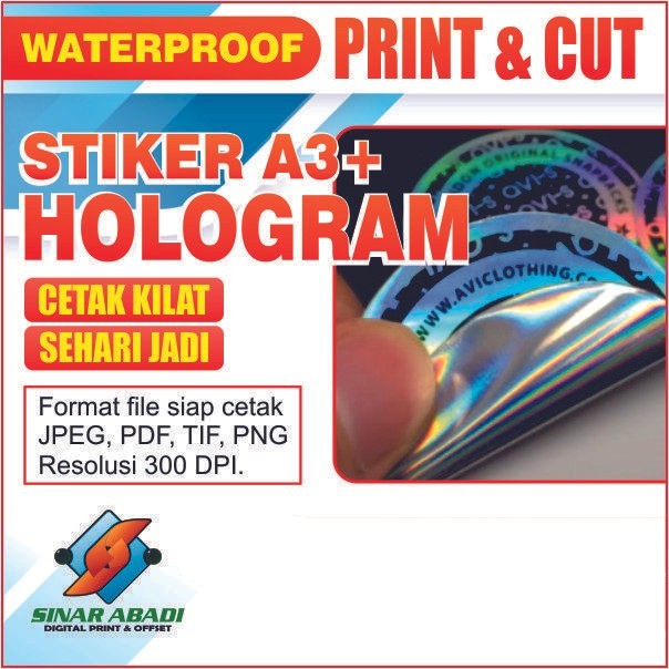 

PRINT STICKER HOLOGRAM | STIKER A3+ I CETAK STIKER HOLOGRAM FREE CUTTING TERMURAH