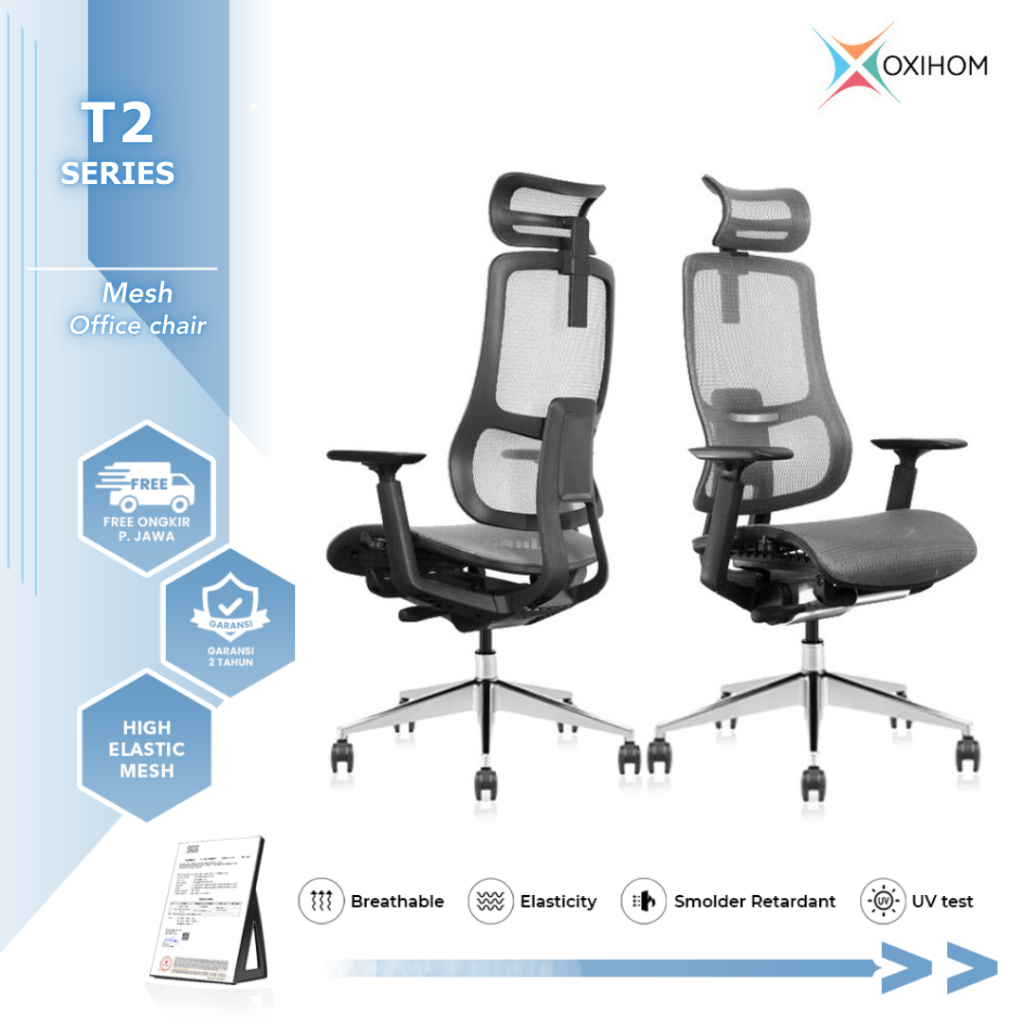 Oxihom T2 Full Mesh Kursi Kantor Kursi Gaming Belajar Jaring Hidrolik