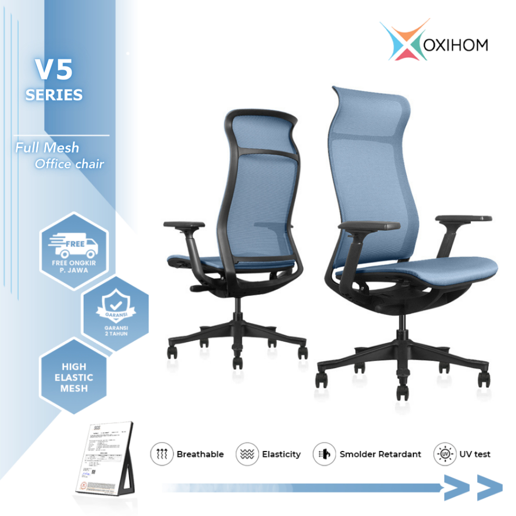 Oxihom V5 Full Mesh Chair Kursi Kantor Kursi Gaming Belajar Hidrolik