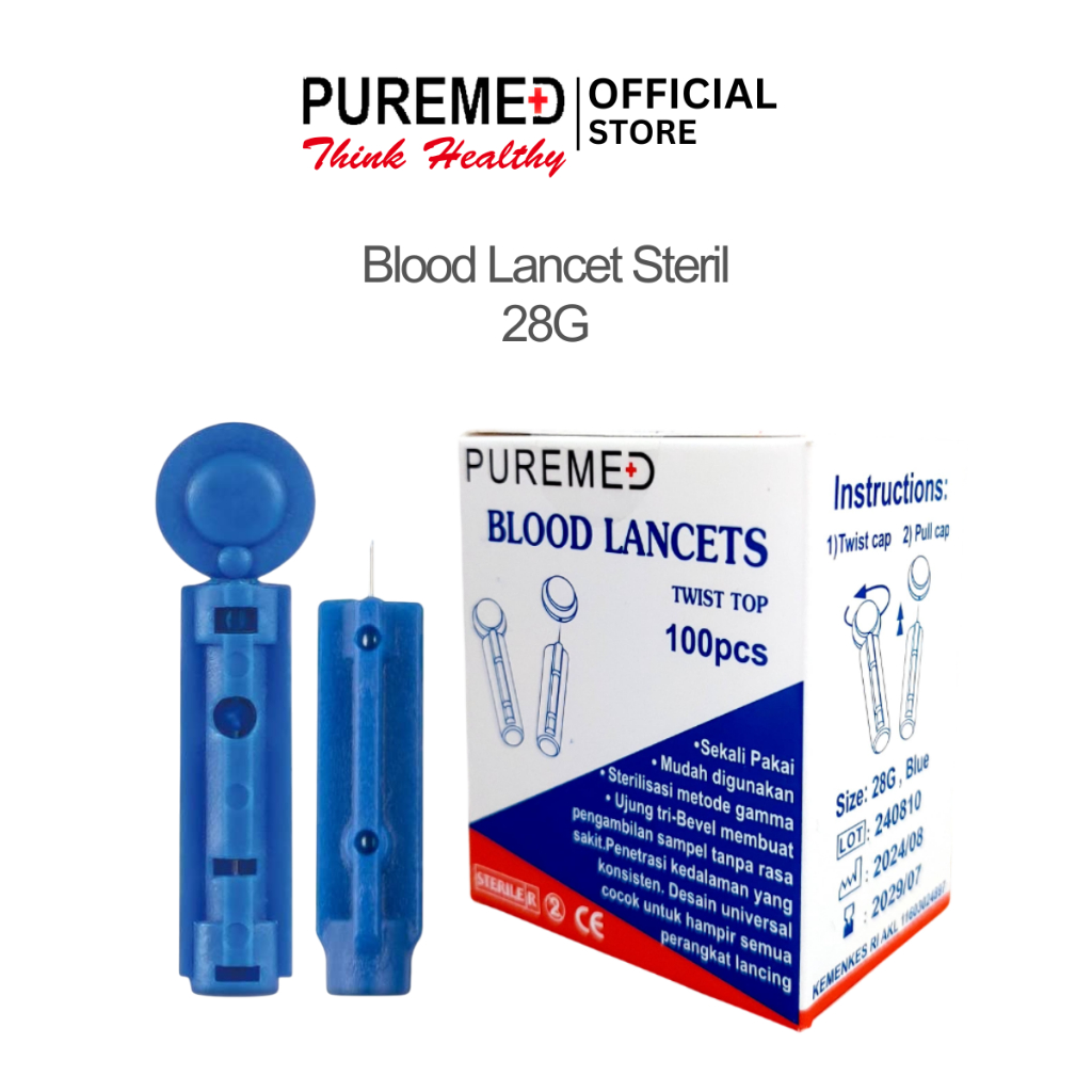 Puremed Blood Lancet 28G / Lancet 100pcs