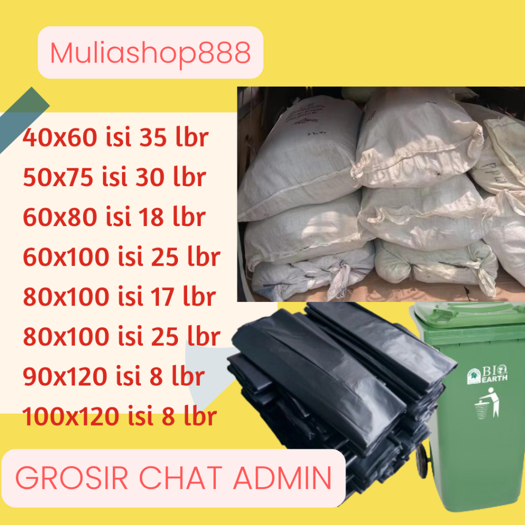 Kantong plastik sampah 40x60/50x75/60x80/60x100/80x100/90x120/100x120