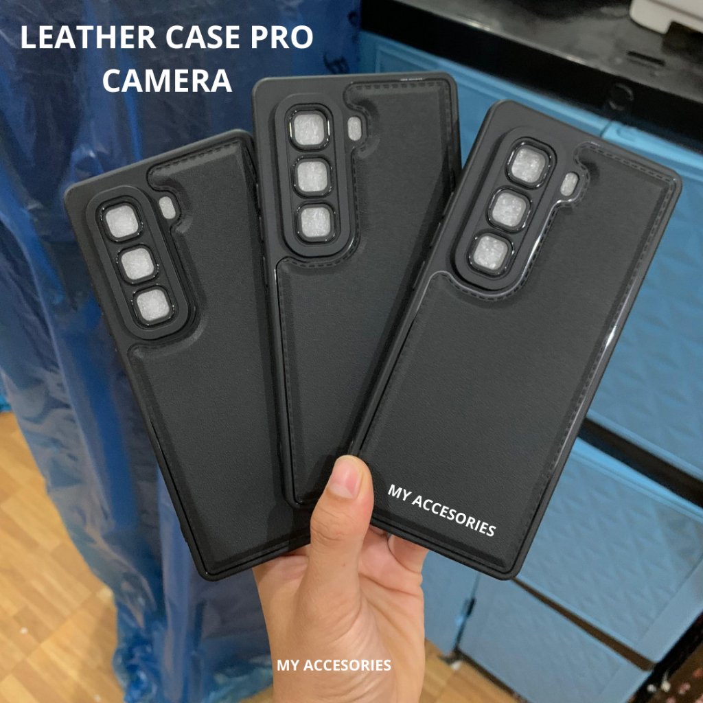 REAL PICT ~ SoftCase LEATHER PRO BLACK Hitam INFINIX HOT 50PRO+ PRO PLUS + 5G Soft Case Silicone Sil