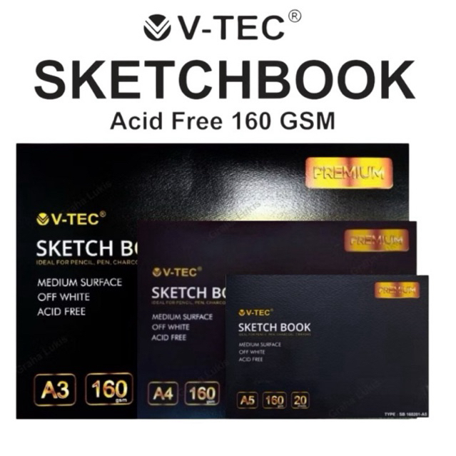 

V-TEC SKETCHBOOK A3 / A4 ACID FREE 160GSM