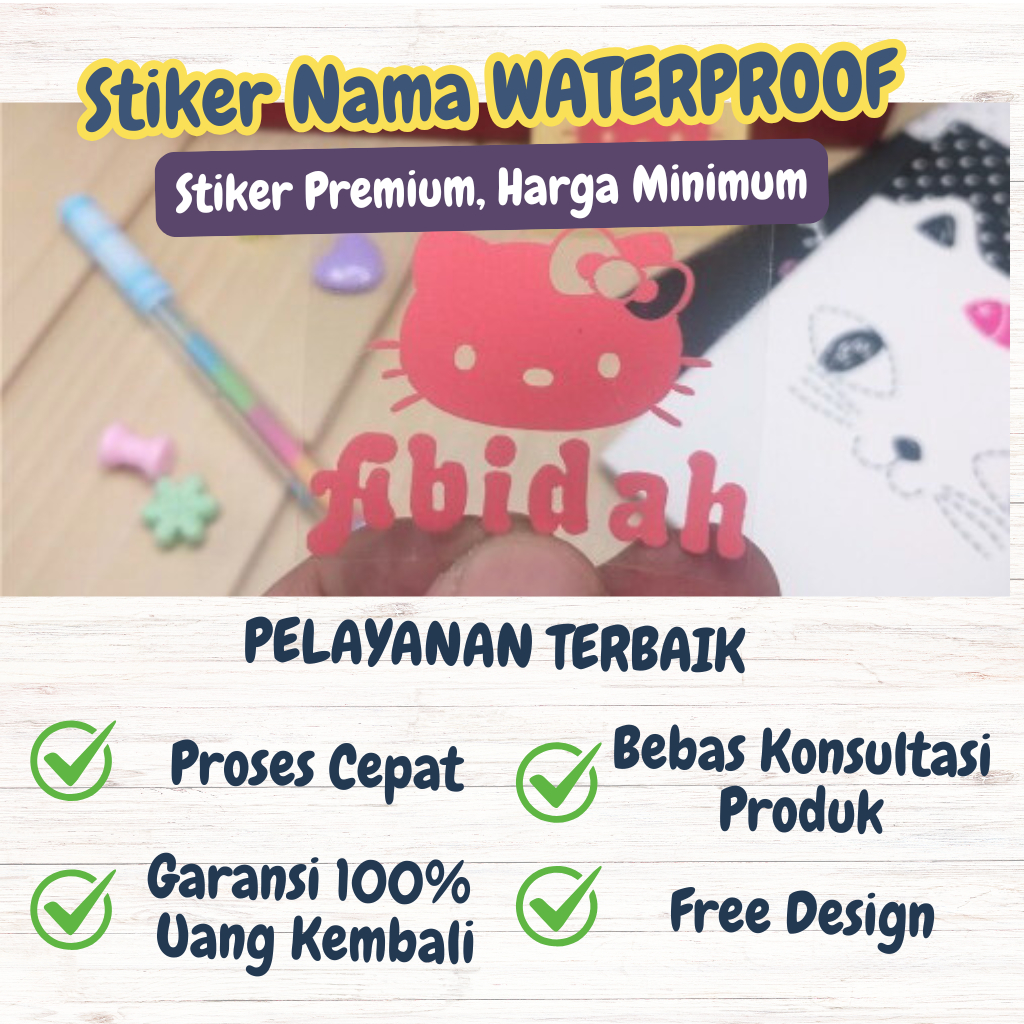 

10 PCS Sticker Cutting Nama Stiker Timbul Label Nama Custom Anti Air Tipe B Tinggi 3,5cm [PURNAMA STICKER]