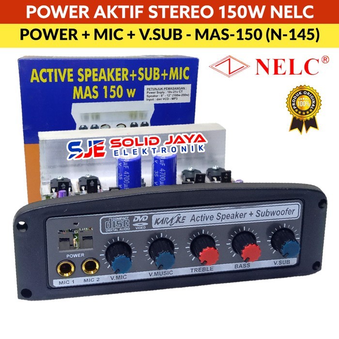 KIT POWER SPEAKER AKTIF 150W MAS150 N145 STEREO MIC SUBWOOFER SUB WOOFER MIK KARAOKE 150 W 150 WATT 