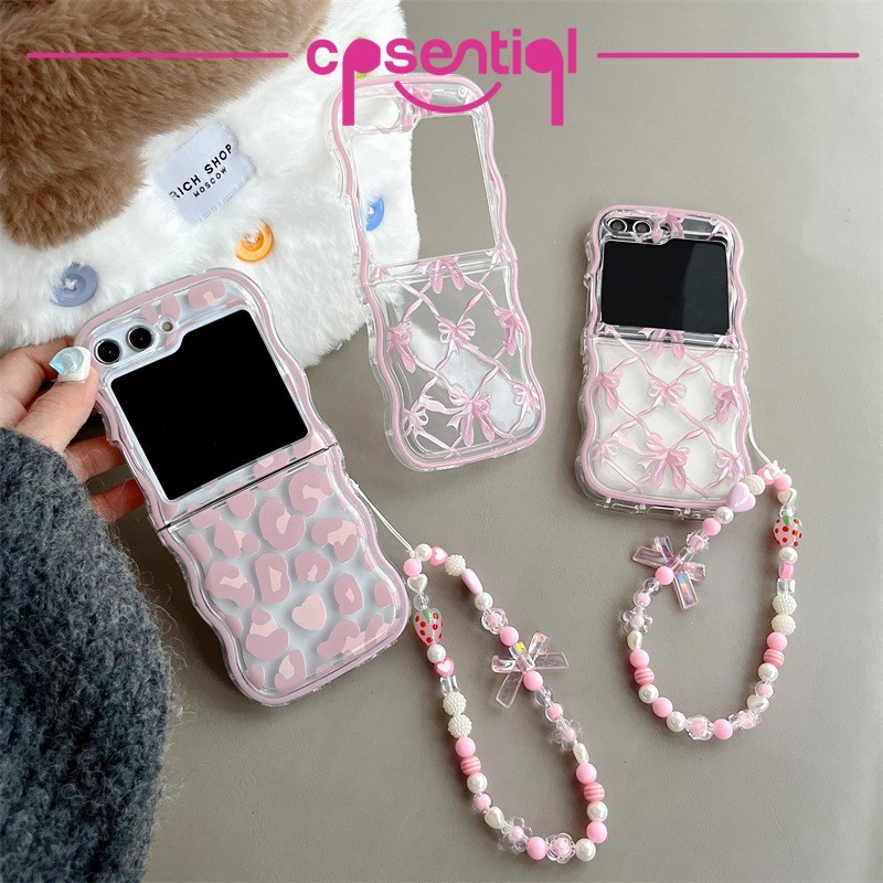 [NEW] Case Samsung Z Flip Model Leopard Pink & Bow Pink | For Samsung Z Flip 6 5 4 3 | Z Flip 6 | Z 