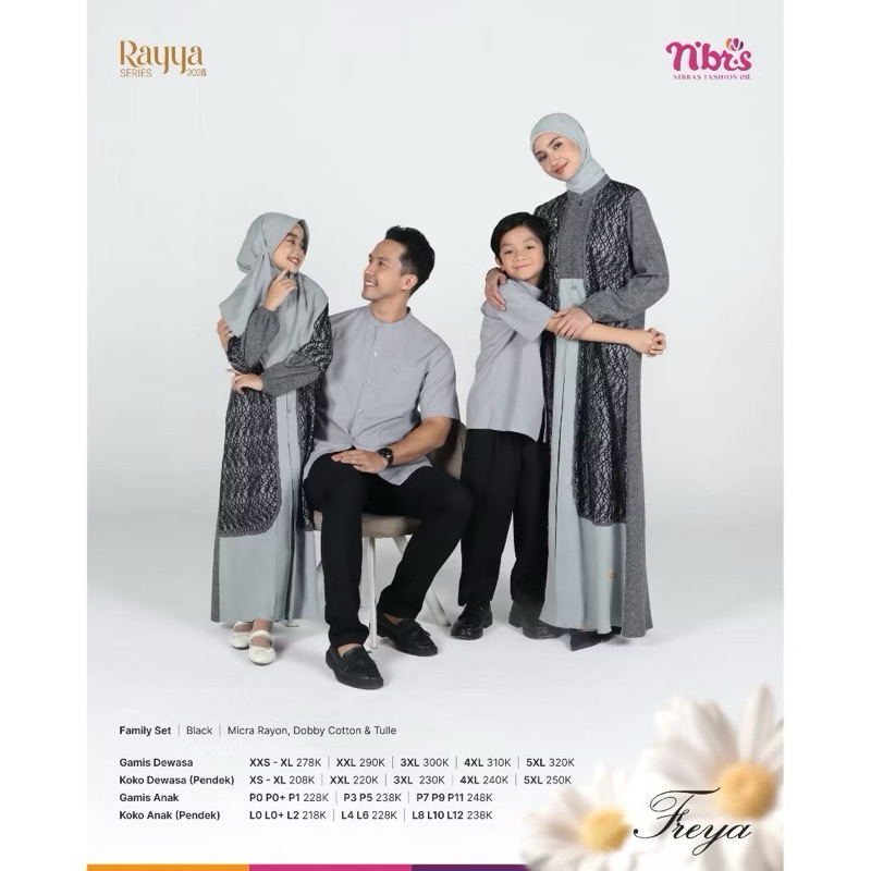 Sarimbit Freya NBRS Set Keluarga | NIBRAS FAMILY | Black | Lavender | Rosewood | Rayya Series 2025 |