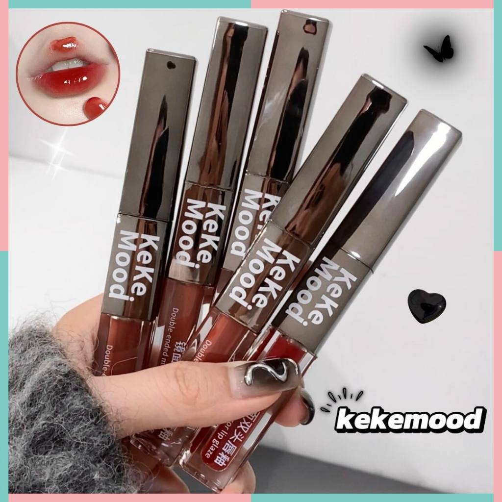 KEKEMOOD Double Head 2 in 1 Lip Gloss Lipstik Kepala Ganda Lip Glaze - XX284