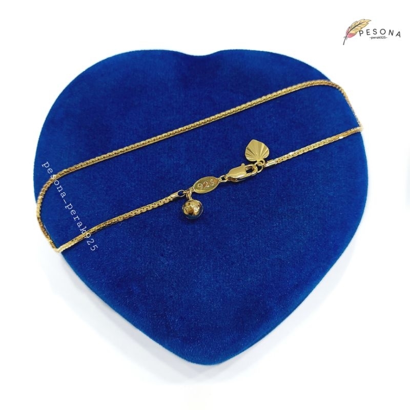 Gelang Kaki Perak Asli Silver 925 Lapis Emas Putih Model Rantai Italy Santa + Kerincing - Perhiasan 