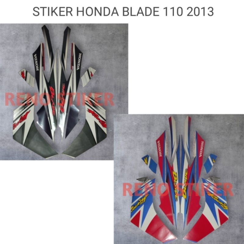 striping stiker list motor Honda Blade 110 2013 hitam merah stiker list body standar berkualitas ter