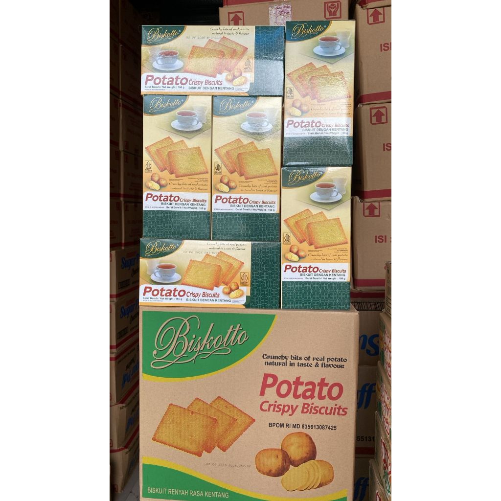 

Biskotto potato 160 gram 1 dus isi 18 pcs