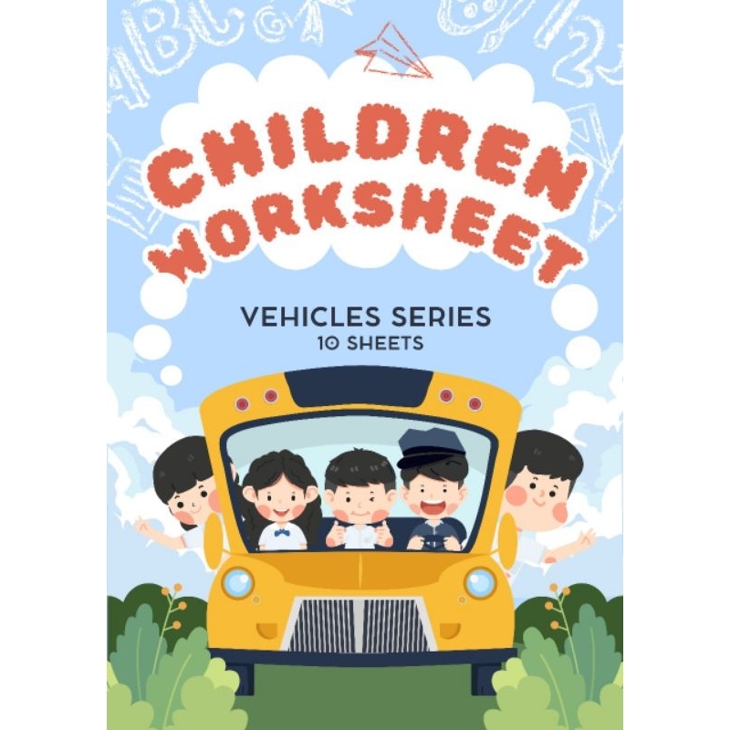 Children worksheet anak 2 tahun kendaraan 10 halaman bahasa inggris