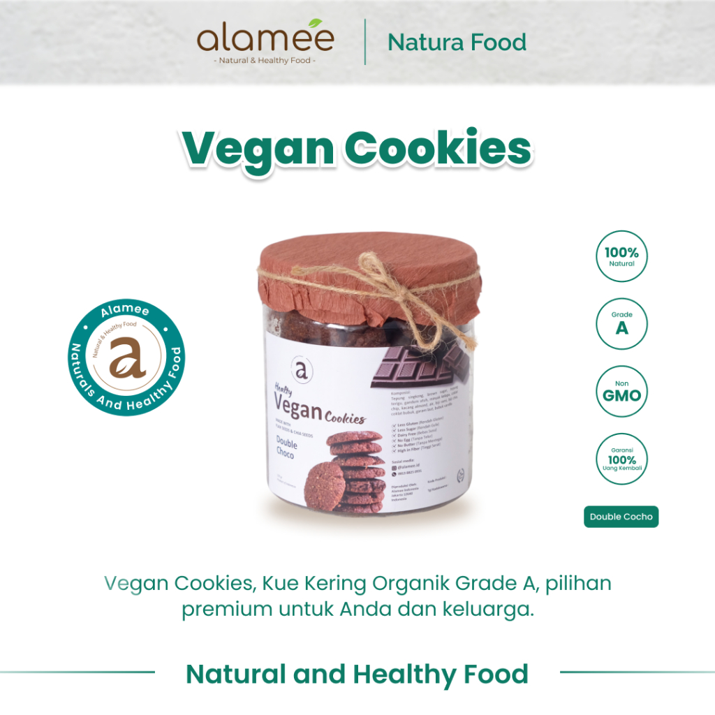 

alamee vegan cookies double choco kaya vegan cookies dengan rasa double choco vegan cookies enak