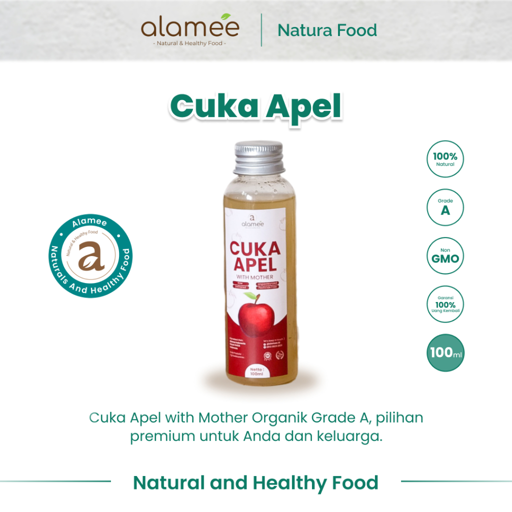 

ALAMEE Cuka Apel Original Organik Apple Cider Vinegar With Mother Sari Buah 100ml
