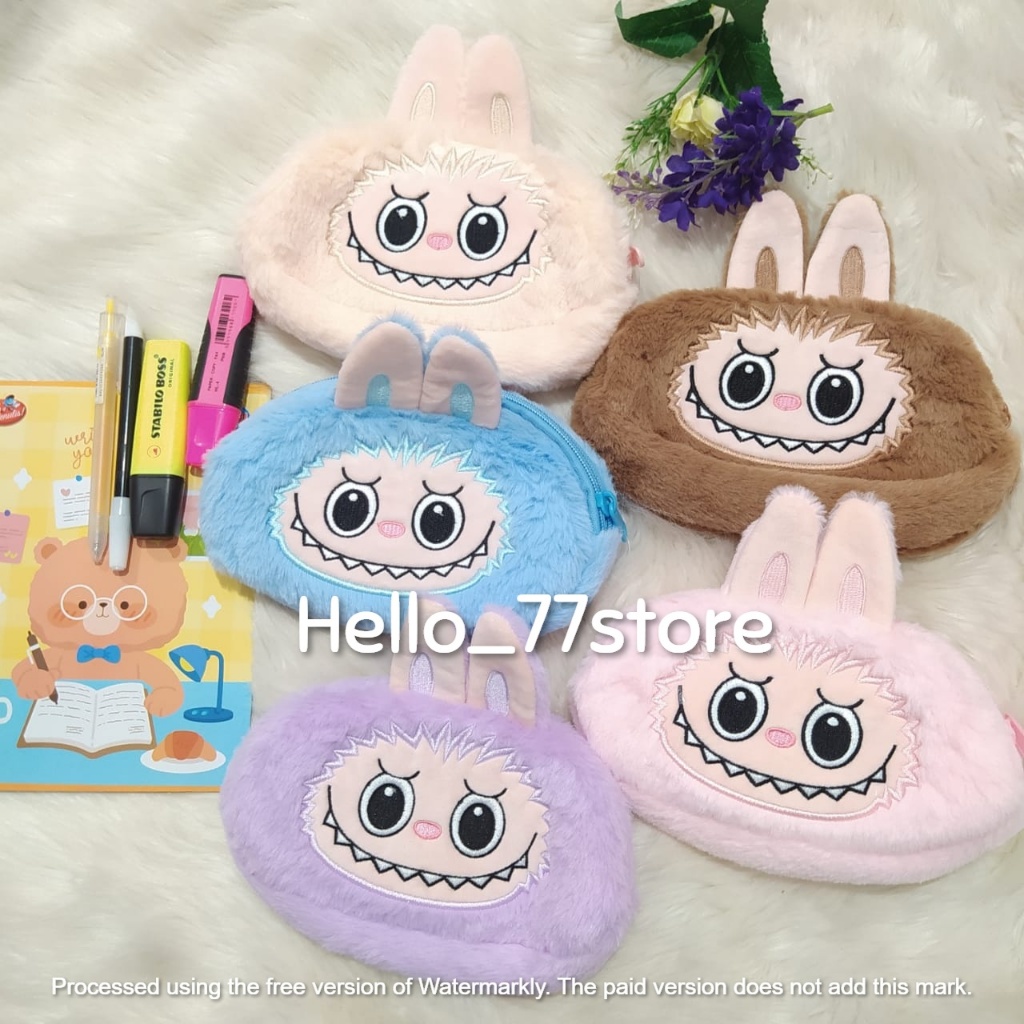 

HS/ Tempat Kotak Pensil Boneka Anak Sekolah Pencil Case Labubu The Monster Exciting Macaron Soft Cute Unofficial