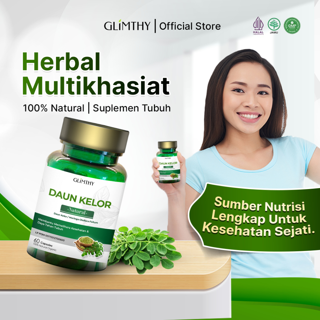 

F_daybose - Glimthy Kapsul Daun Kelor Moringa Original Herbal Kolesterol Asam Urat Maag Promil