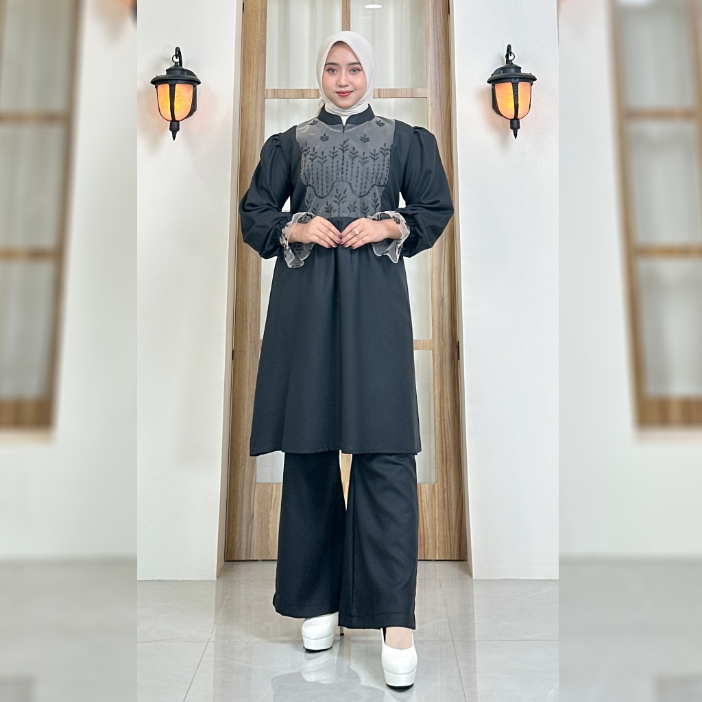 Es-Ha Scarf One Set 2 In 1 Cika One Set Celana + Tunik Busana Muslim Remaja Dewasa By Es-Ha Scarf