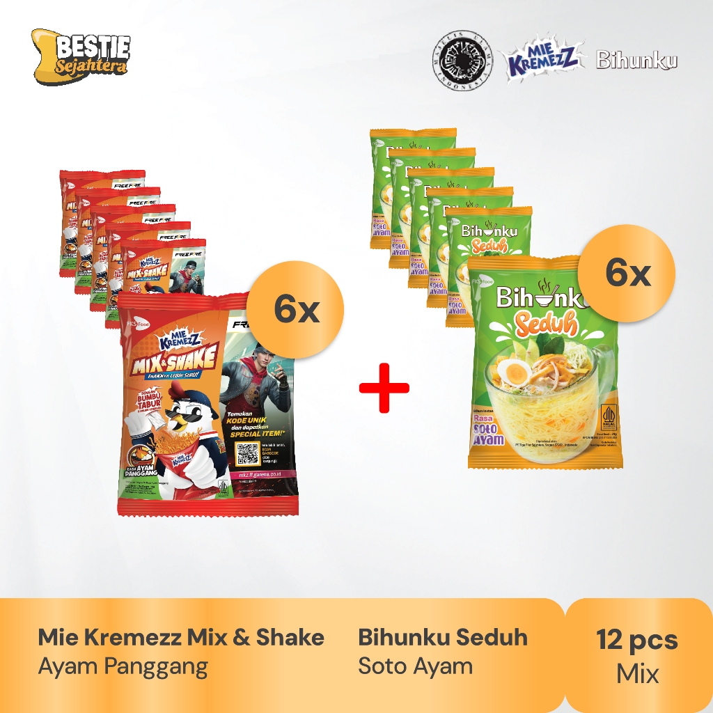 

Paket Bundling Mix - Mie Kremezz Mix & Shake - Ayam Panggang - 6 pcs