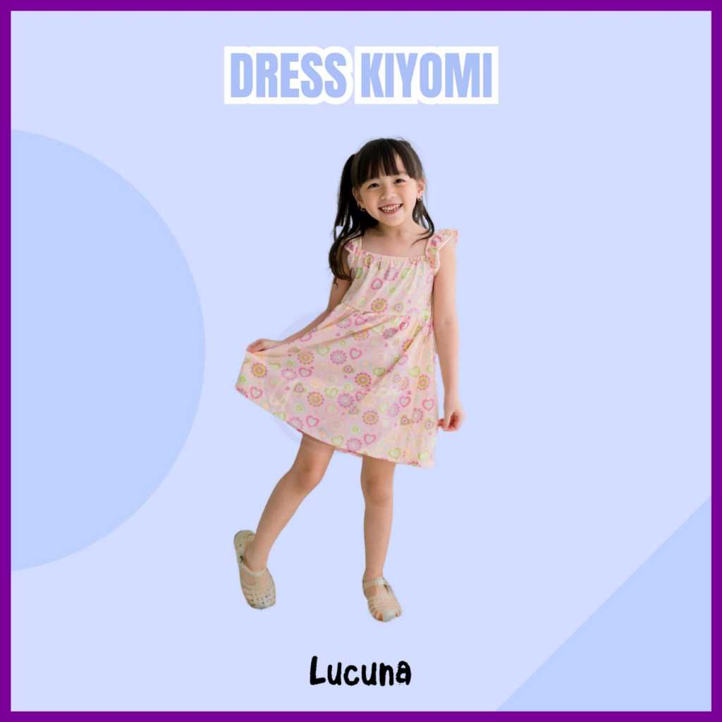 Lucuna Kiyomi Peach - Dress Anak Perempuan [Size 1-5 Tahun] Baju Anak Cewek