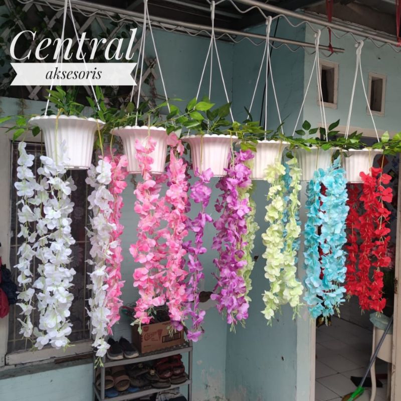 [WISTERIA JUMBO] POT GANTUNG BESAR + Bunga