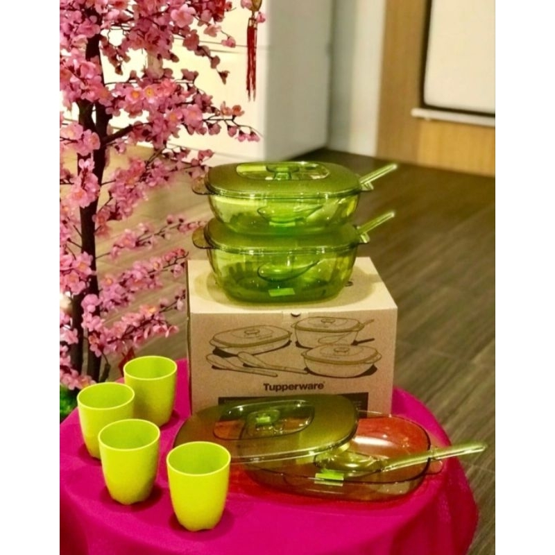 Wadah saji Crystal / Crystaline set hijau tupperware