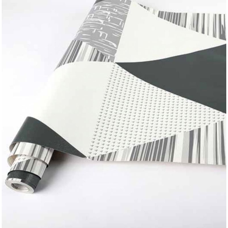 WALLPAPER DINDING MURAH, WALLPAPER DINDING MOTIF SEGITIGA HITAM ABU