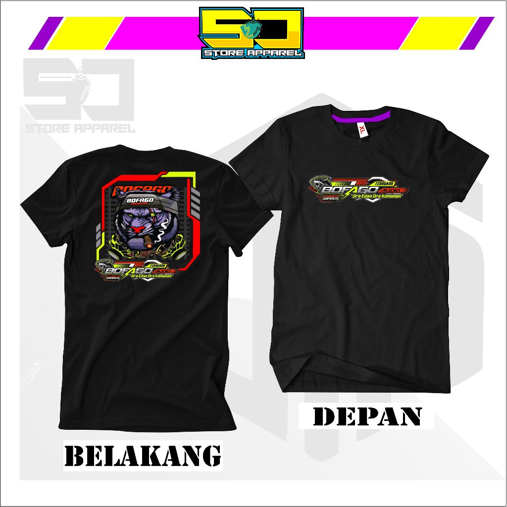 Kaos T-shirt Bofago Audio Sound System l Tiongkok Genk l Power Bass l Bonus Stiker Bofago Audio