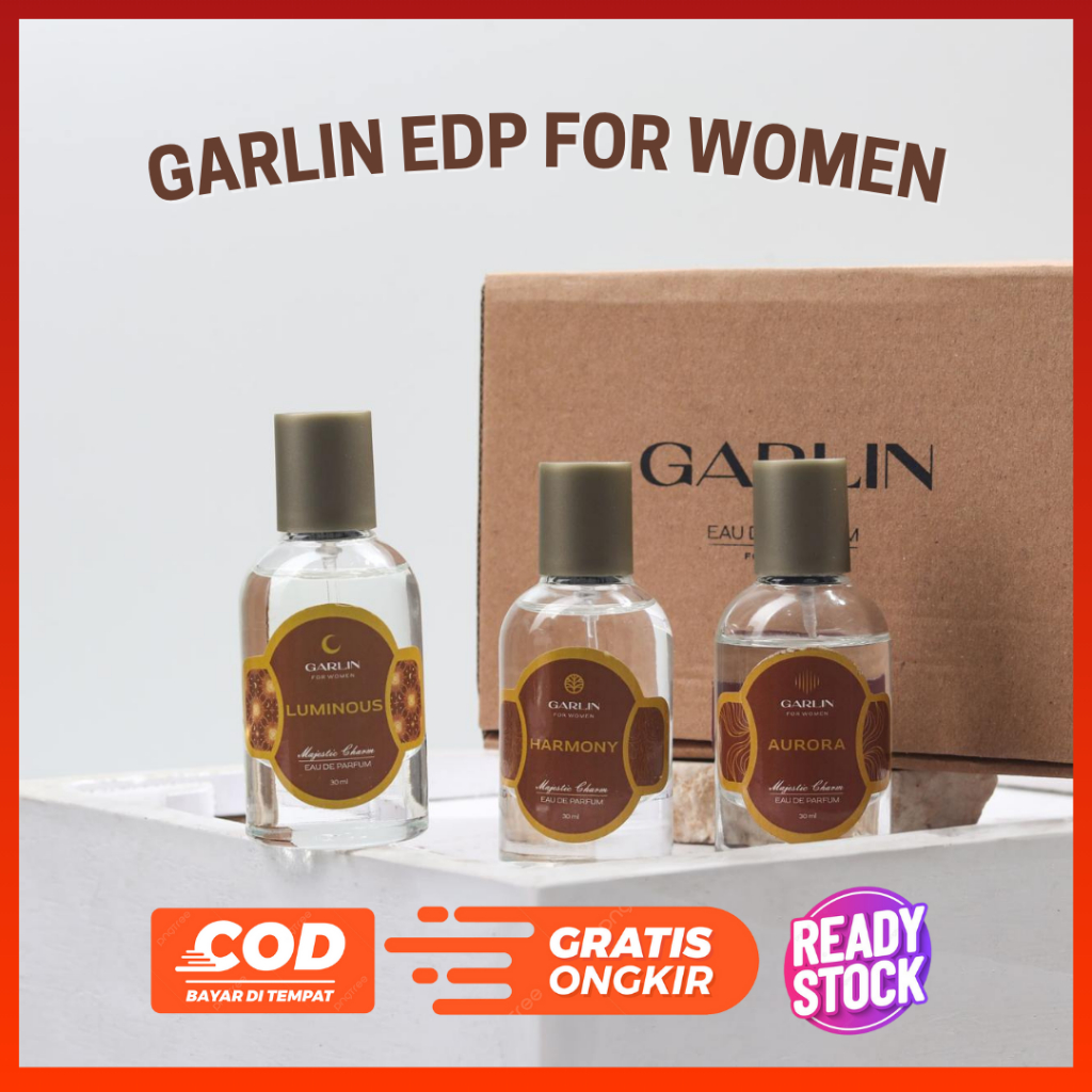 GARLIN Parfum 1 Box EDP FOR WOMEN | Bundling 3 Varian Aurora, Luminous, Harmony Wangi Tahan Lama