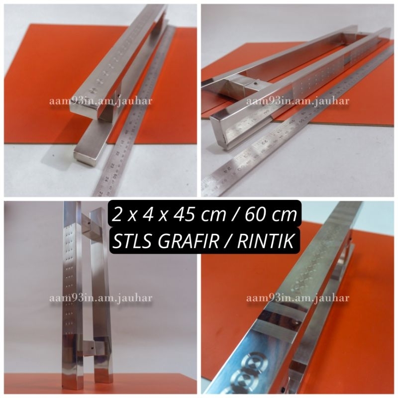 Handle Pintu Rumah Panjang 60 cm / 45 cm Tarikan Gagang Kunci L Kaca Koco Atm Swalayan Caffe / Kayu 