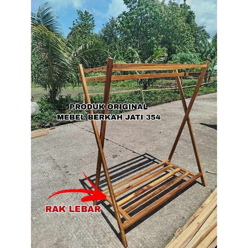GANTUNGAN BAJU KAYU JATI STAND HANGER GANTUNGAN BAJU AESTHETIC