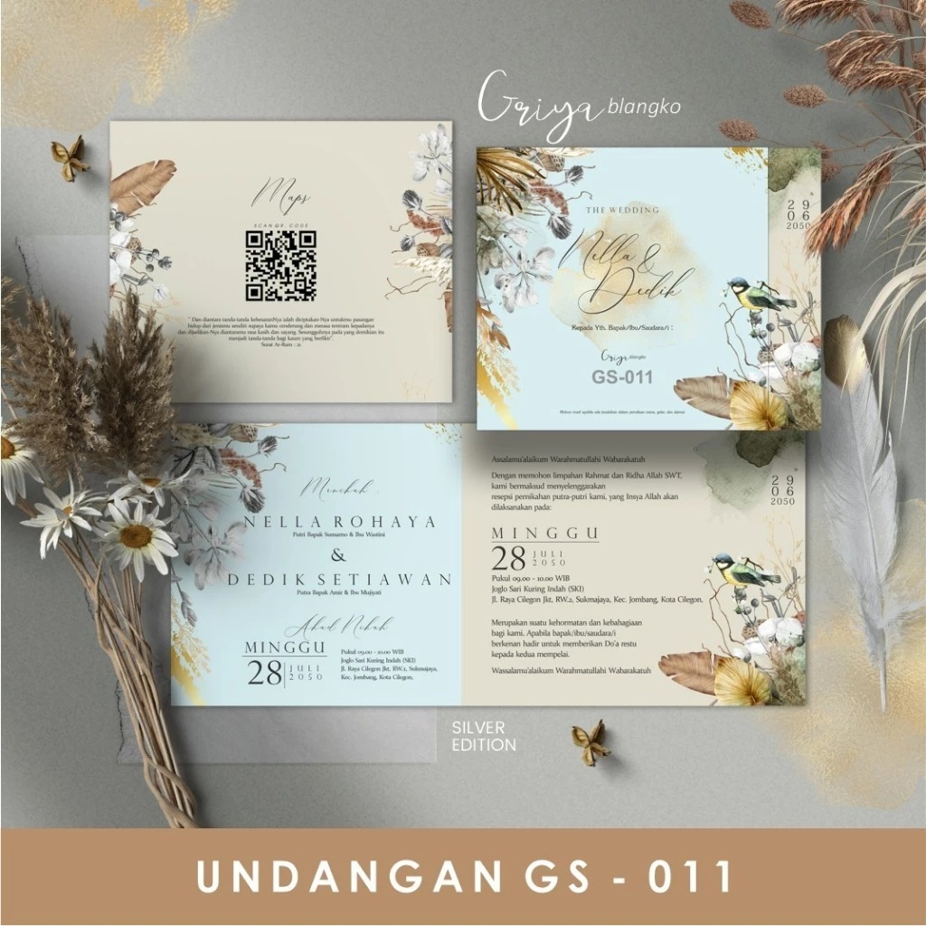 UNDANGAN PERNIKAHAN GRIYA GS 011 | Cantik | Elegan