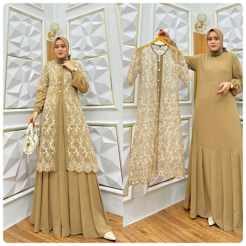 Gamis Brukat Tille Ceruty Rompi Wanita Muslimah